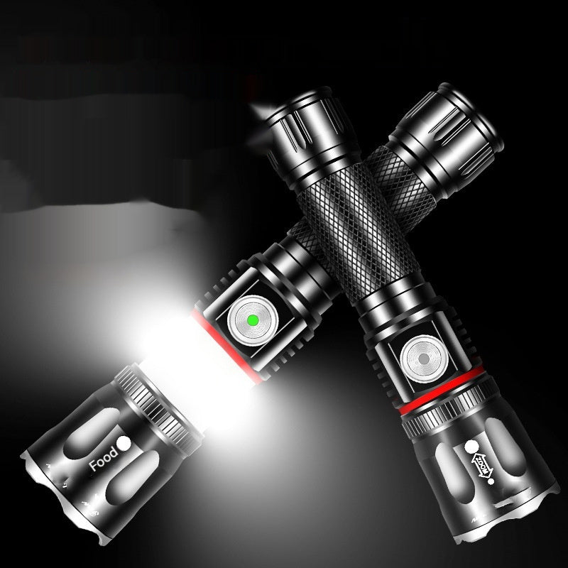 Telescopic Multifunctional T6 Outdoor Flashlight With Strong Light