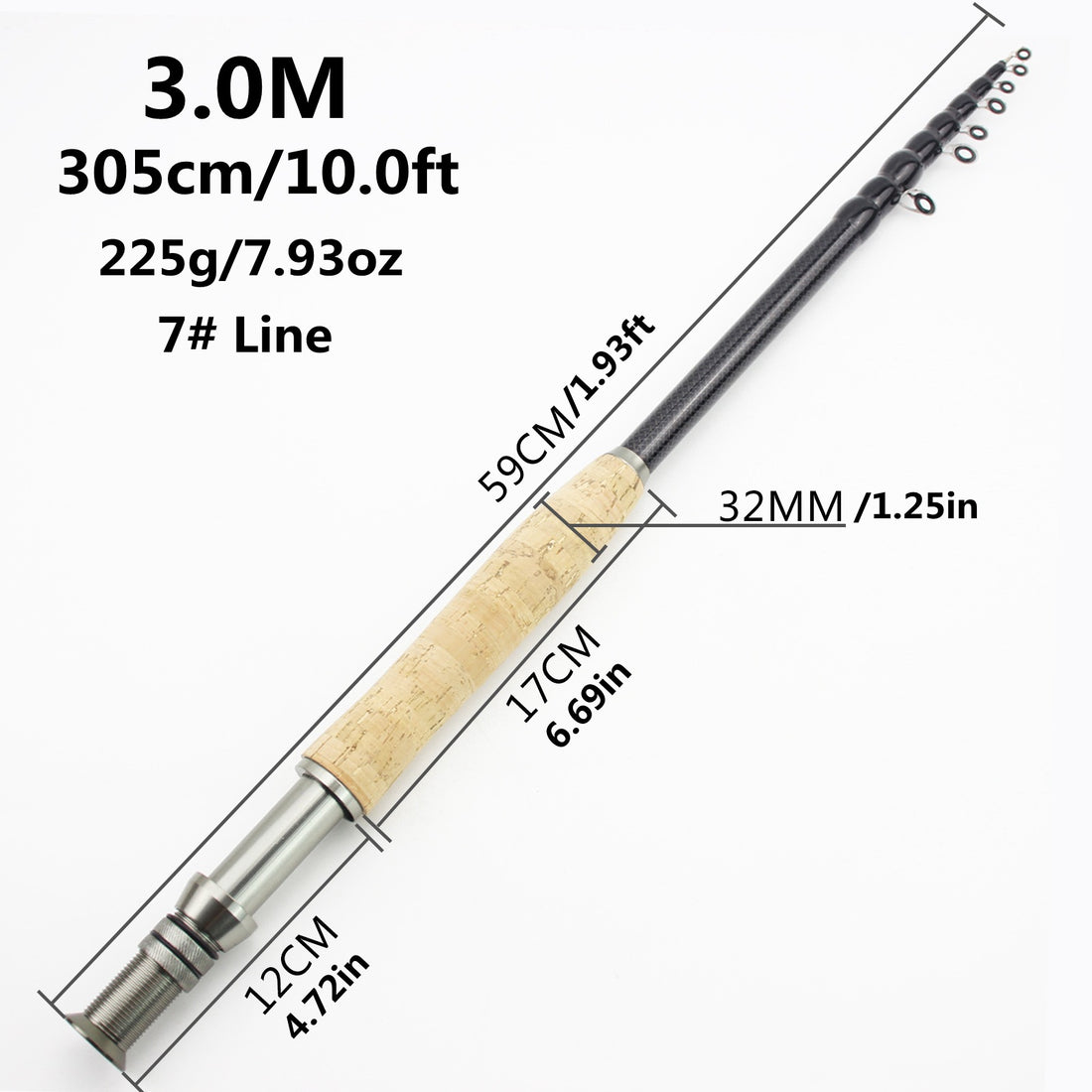 Carbon Fly Fishing Rod With Wooden Handle