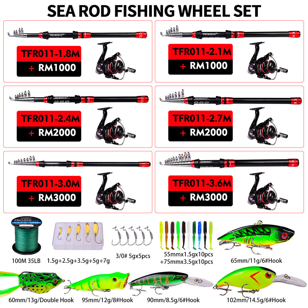 Long Cast Fishing Rod Reel And Bait Combo Set